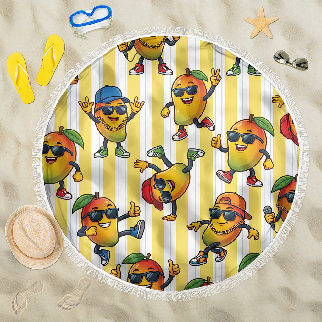 Funny Hawaii Mango Hip Hop Cartoon Beach Blanket Summer Beach Party