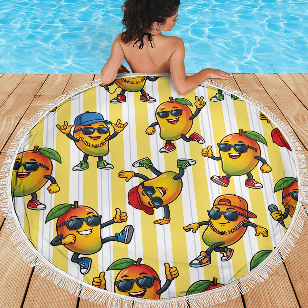 Funny Hawaii Mango Hip Hop Cartoon Beach Blanket Summer Beach Party