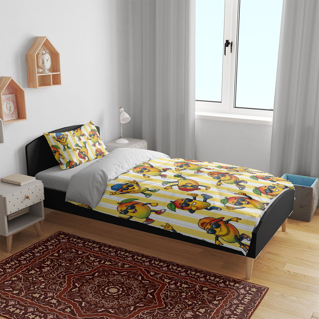 Funny Hawaii Mango Hip Hop Cartoon Bedding Set Summer Beach Party