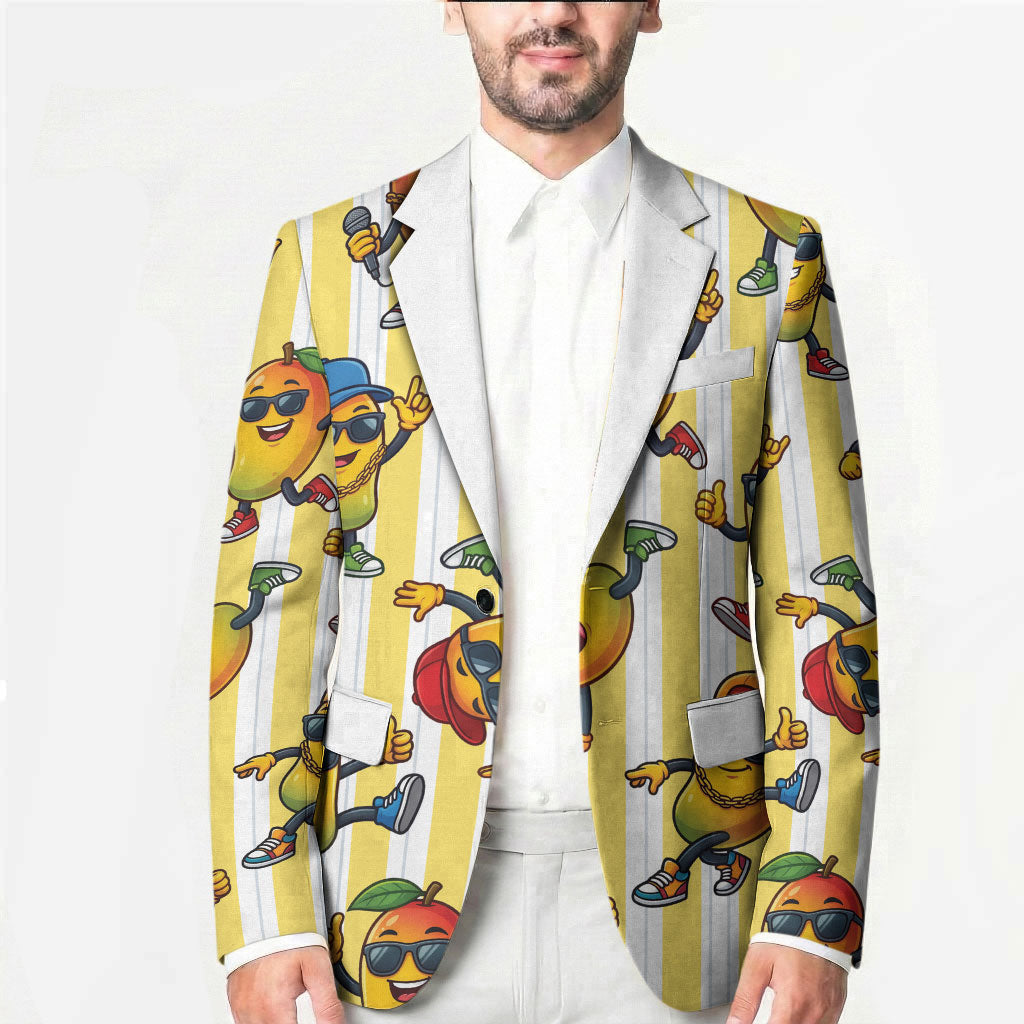 Funny Hawaii Mango Hip Hop Cartoon Blazer Summer Beach Party