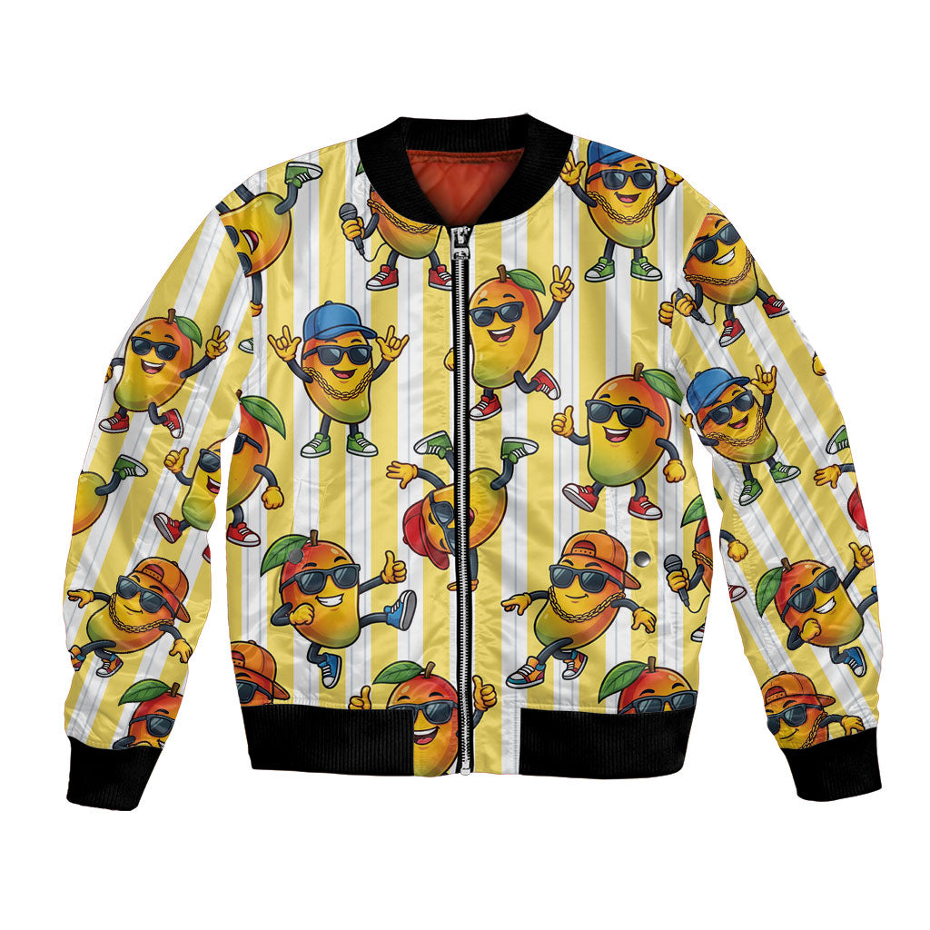 Funny Hawaii Mango Hip Hop Cartoon Bomber Jacket Summer Beach Party