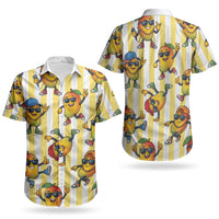 Funny Hawaii Mango Hip Hop Cartoon Couples Matching Mermaid Dress and Hawaiian Shirt Summer Beach Party