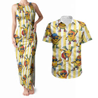 Funny Hawaii Mango Hip Hop Cartoon Couples Matching Tank Maxi Dress and Hawaiian Shirt Summer Beach Party