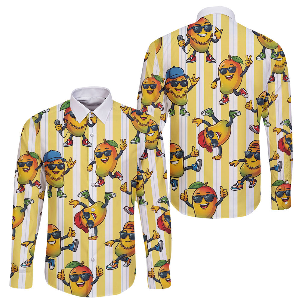 Funny Hawaii Mango Hip Hop Cartoon Family Matching Off Shoulder Maxi Dress and Hawaiian Shirt Summer Beach Party