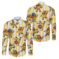 Funny Hawaii Mango Hip Hop Cartoon Family Matching Off Shoulder Maxi Dress and Hawaiian Shirt Summer Beach Party