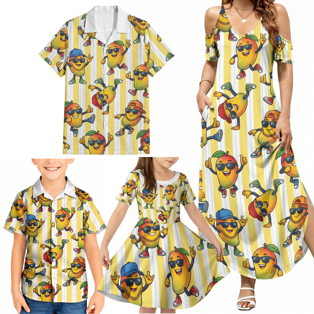 Funny Hawaii Mango Hip Hop Cartoon Family Matching Summer Maxi Dress and Hawaiian Shirt Summer Beach Party LT19 - Polynesian Pride