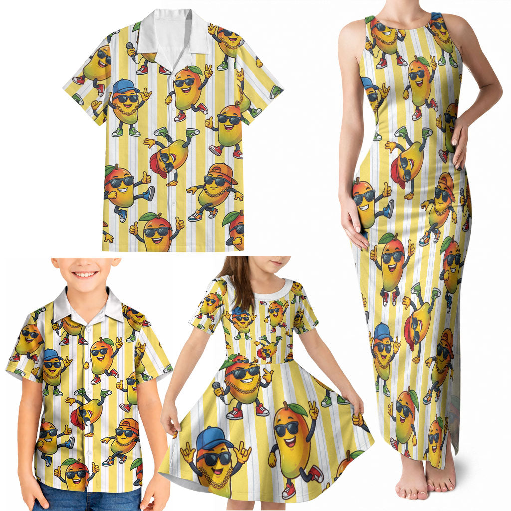 Funny Hawaii Mango Hip Hop Cartoon Family Matching Tank Maxi Dress and Hawaiian Shirt Summer Beach Party LT19 - Polynesian Pride