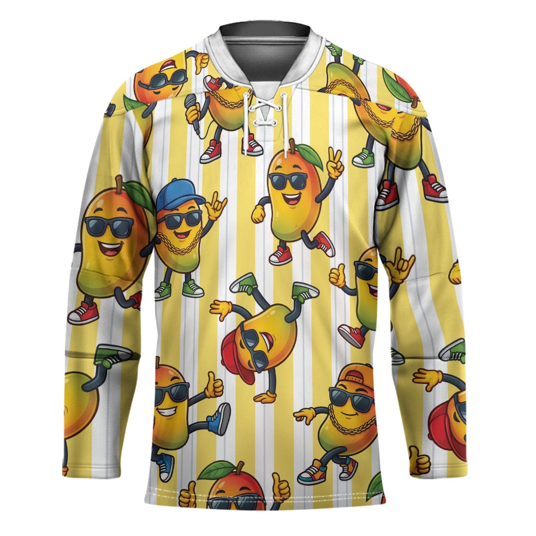 Funny Hawaii Mango Hip Hop Cartoon Hockey Jersey Summer Beach Party