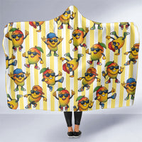 Funny Hawaii Mango Hip Hop Cartoon Hooded Blanket Summer Beach Party