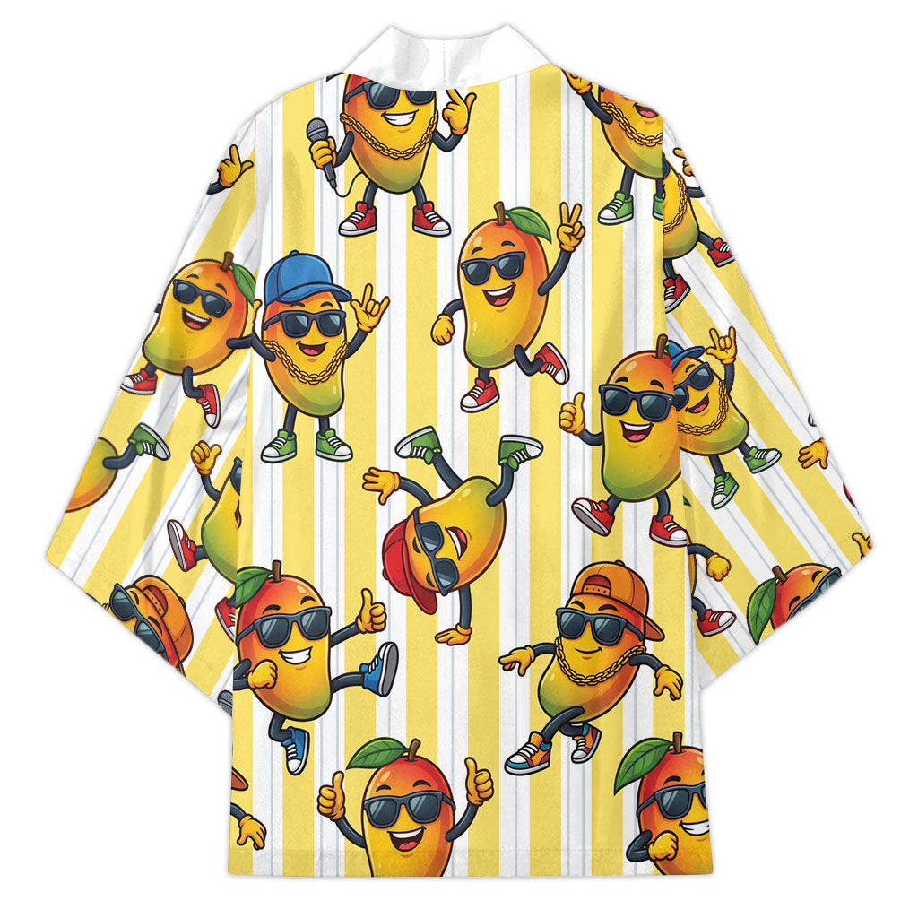 Funny Hawaii Mango Hip Hop Cartoon Kimono Summer Beach Party