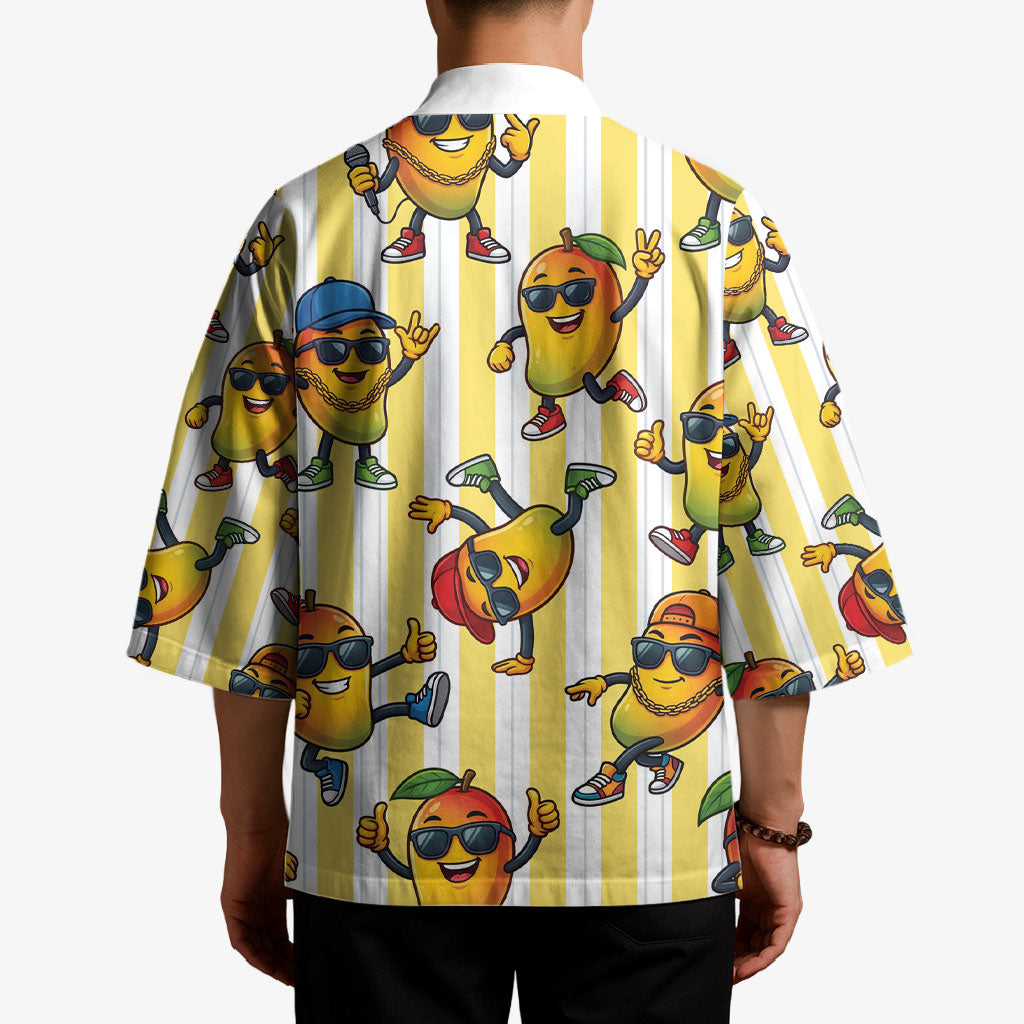 Funny Hawaii Mango Hip Hop Cartoon Kimono Summer Beach Party