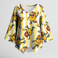 Funny Hawaii Mango Hip Hop Cartoon Kimono Sleeve Blouse Summer Beach Party