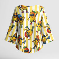 Funny Hawaii Mango Hip Hop Cartoon Kimono Sleeve Blouse Summer Beach Party