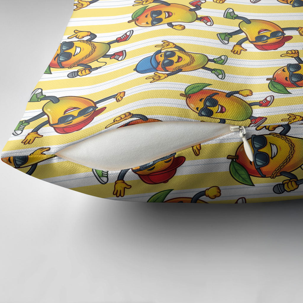 Funny Hawaii Mango Hip Hop Cartoon Pillow Cover Summer Beach Party