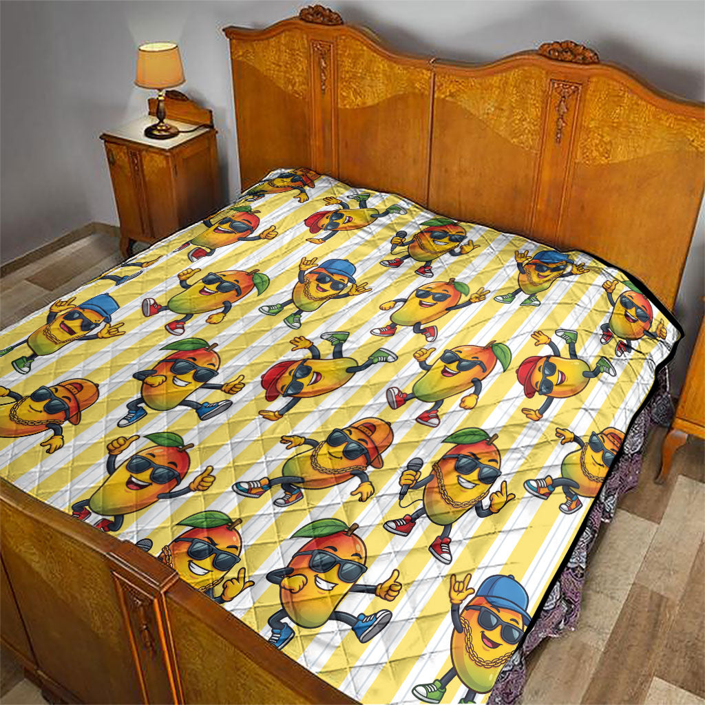 Funny Hawaii Mango Hip Hop Cartoon Quilt Summer Beach Party