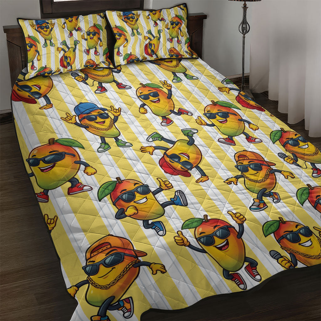 Funny Hawaii Mango Hip Hop Cartoon Quilt Bed Set Summer Beach Party LT19 Yellow - Polynesian Pride