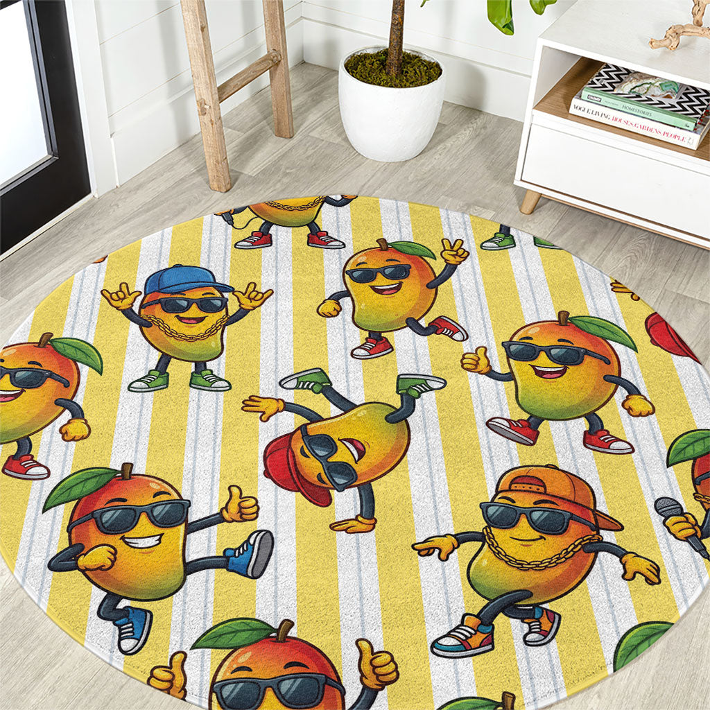 Funny Hawaii Mango Hip Hop Cartoon Round Carpet Summer Beach Party LT19 Yellow - Polynesian Pride