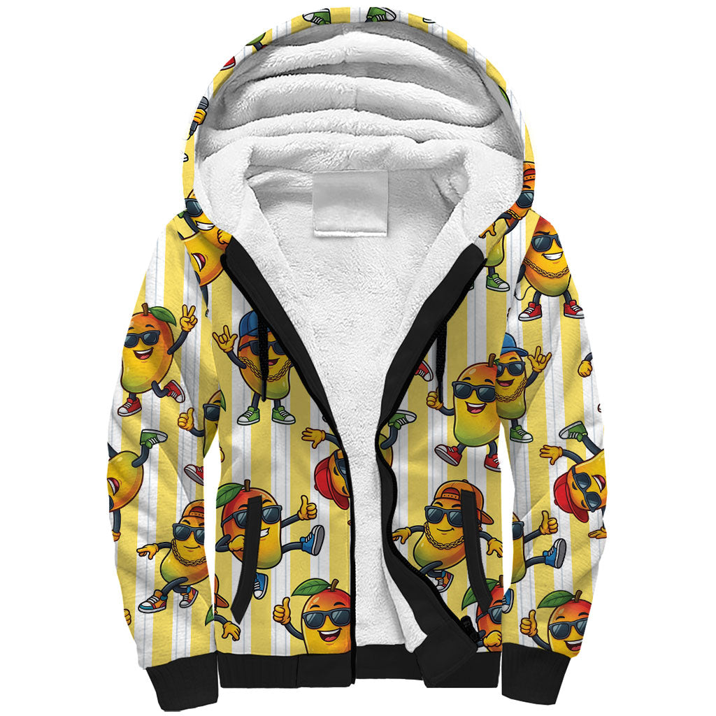 Funny Hawaii Mango Hip Hop Cartoon Sherpa Hoodie Summer Beach Party