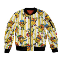 Funny Hawaii Mango Hip Hop Cartoon Sleeve Zip Bomber Jacket Summer Beach Party