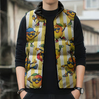 Funny Hawaii Mango Hip Hop Cartoon Sleeveless Puffer Jacket Summer Beach Party