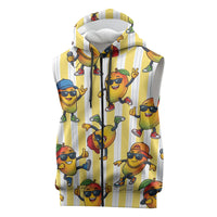 Funny Hawaii Mango Hip Hop Cartoon Sleeveless Zip Hoodie Summer Beach Party