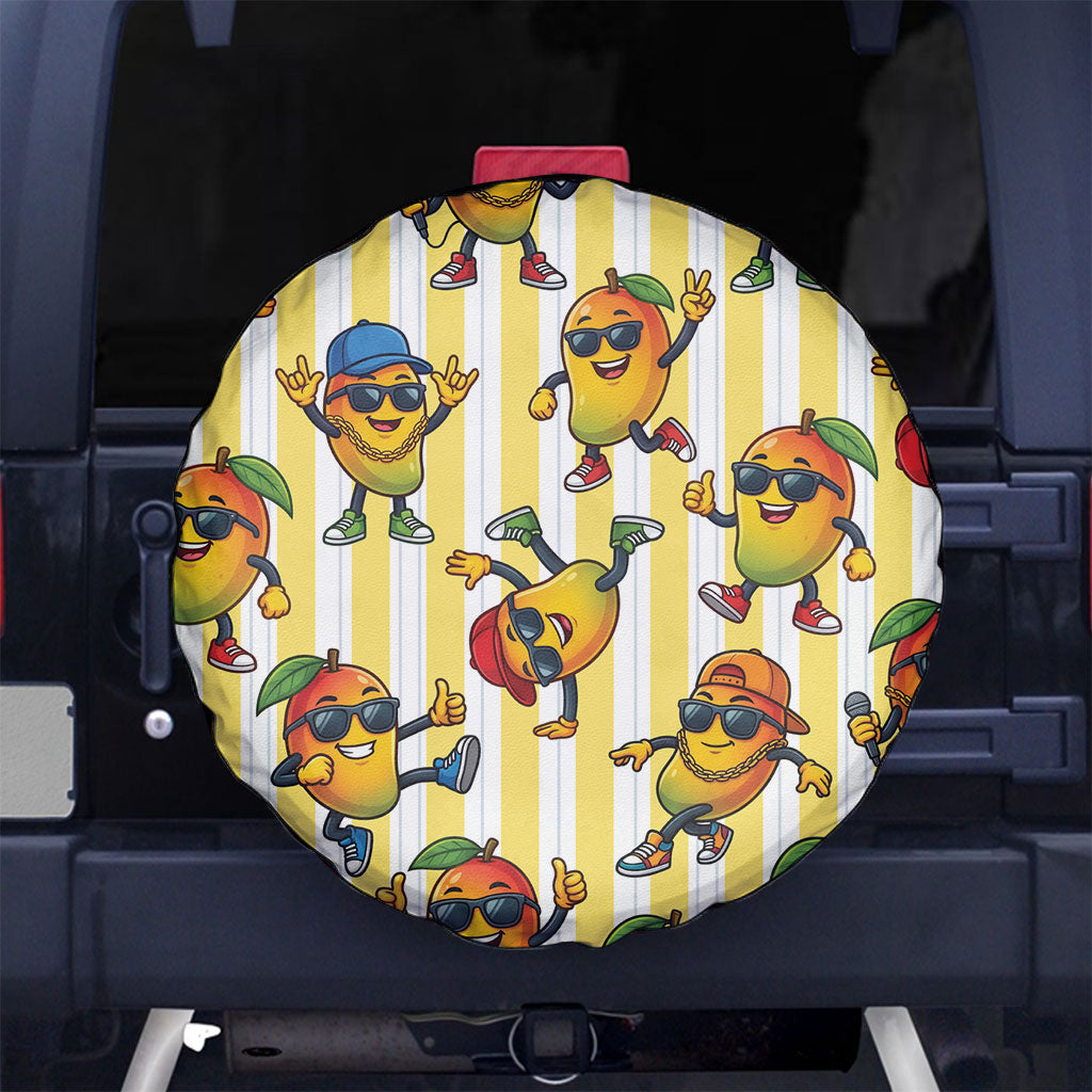 Funny Hawaii Mango Hip Hop Cartoon Spare Tire Cover Summer Beach Party