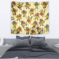 Funny Hawaii Mango Hip Hop Cartoon Tapestry Summer Beach Party
