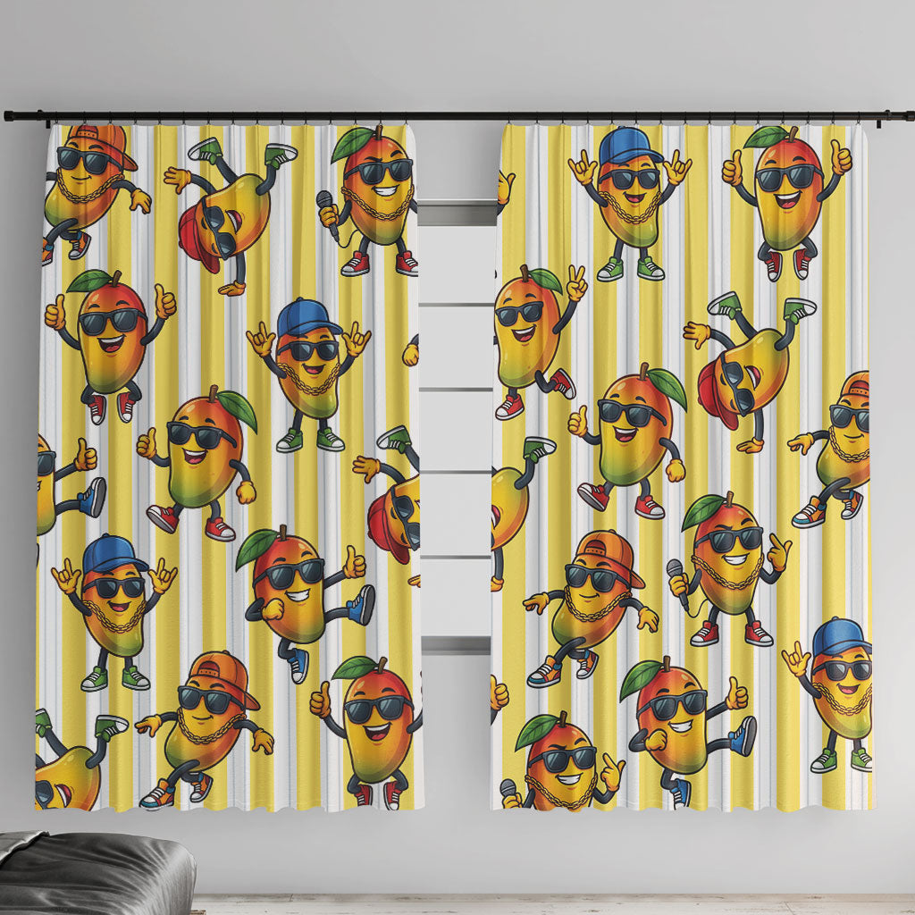Funny Hawaii Mango Hip Hop Cartoon Window Curtain Summer Beach Party