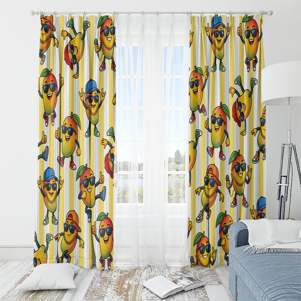Funny Hawaii Mango Hip Hop Cartoon Window Curtain Summer Beach Party