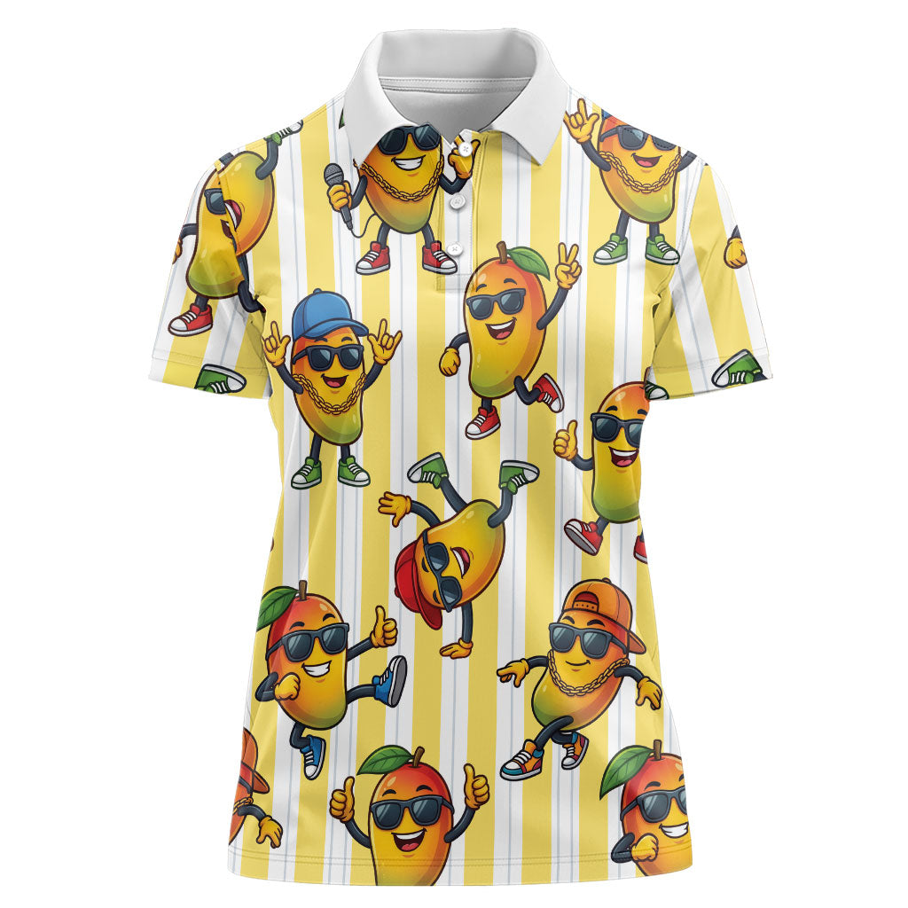 Funny Hawaii Mango Hip Hop Cartoon Women Polo Shirt Summer Beach Party