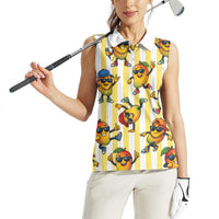 Funny Hawaii Mango Hip Hop Cartoon Women Sleeveless Polo Shirt Summer Beach Party