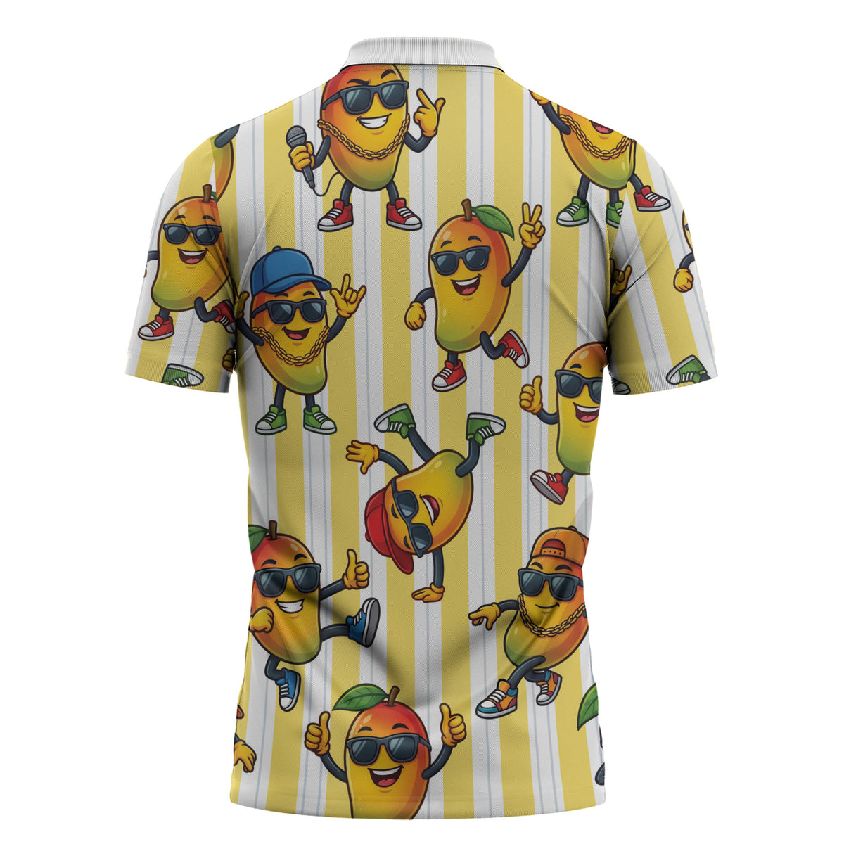 Funny Hawaii Mango Hip Hop Cartoon Zipper Polo Shirt Summer Beach Party