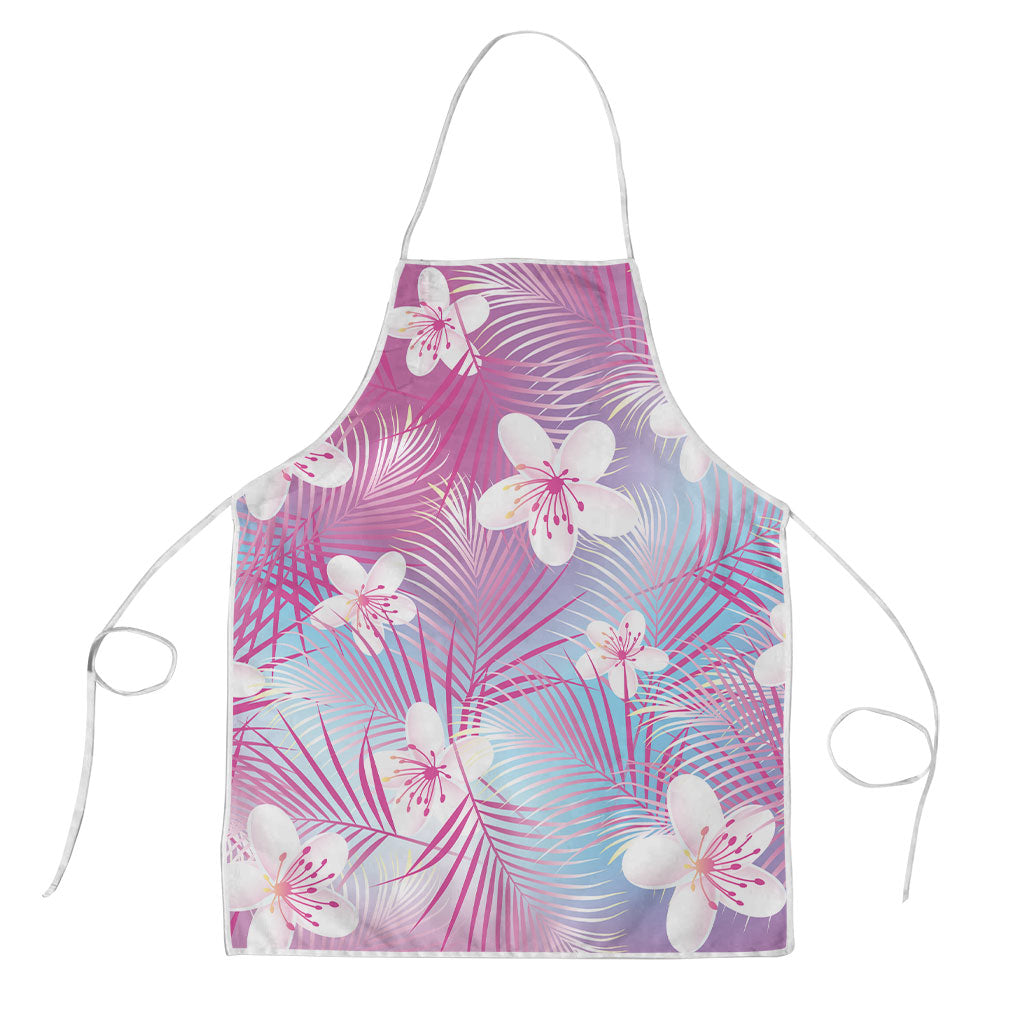 Pink Aloha Hawaiian Apron Tropical Flower Palm Leaf Pattern LT19 Pink - Polynesian Pride