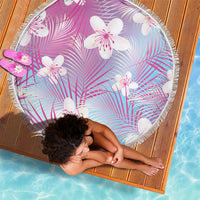 Pink Aloha Hawaiian Beach Blanket Tropical Flower Palm Leaf Pattern LT19 - Polynesian Pride