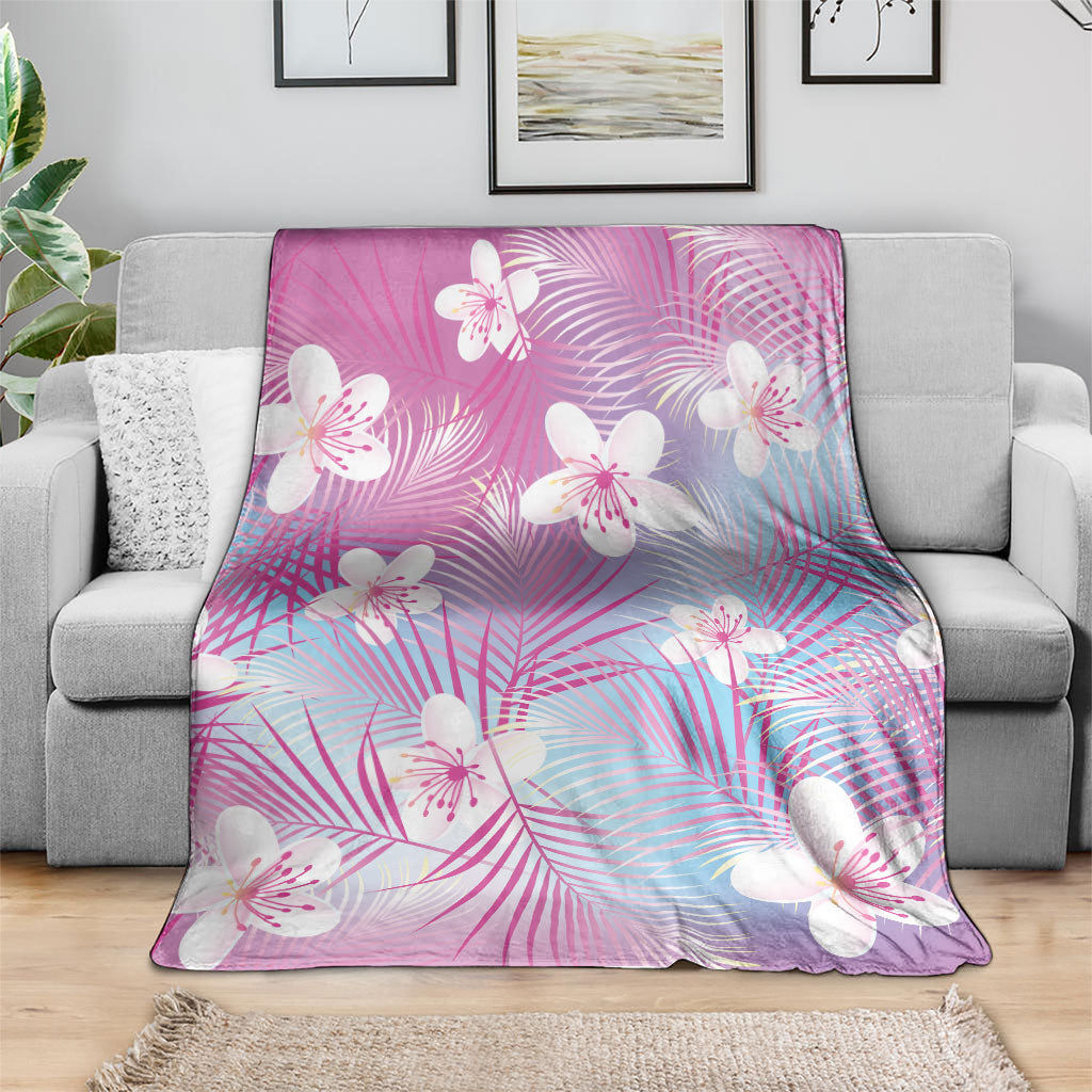 Pink Aloha Hawaiian Blanket Tropical Flower Palm Leaf Pattern LT19 - Polynesian Pride