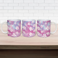 Pink Aloha Hawaiian Ceramic Mug Tropical Flower Palm Leaf Pattern LT19 - Polynesian Pride
