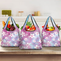 Pink Aloha Hawaiian Grocery Bag Tropical Flower Palm Leaf Pattern LT19 3-pack One Size Pink - Polynesian Pride