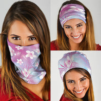 Pink Aloha Hawaiian Neck Gaiter Tropical Flower Palm Leaf Pattern LT19 - Polynesian Pride