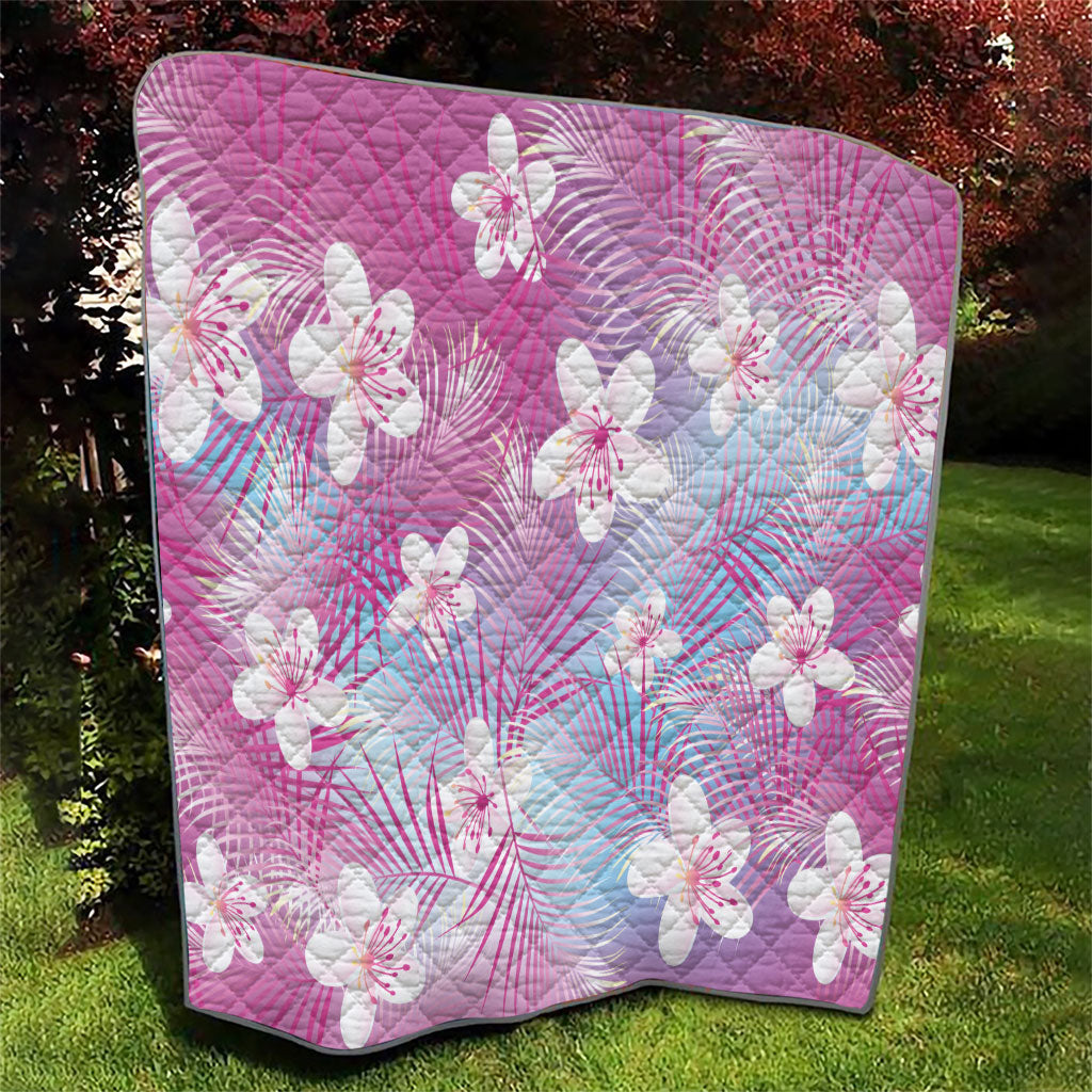 Pink Aloha Hawaiian Quilt Tropical Flower Palm Leaf Pattern LT19 - Polynesian Pride