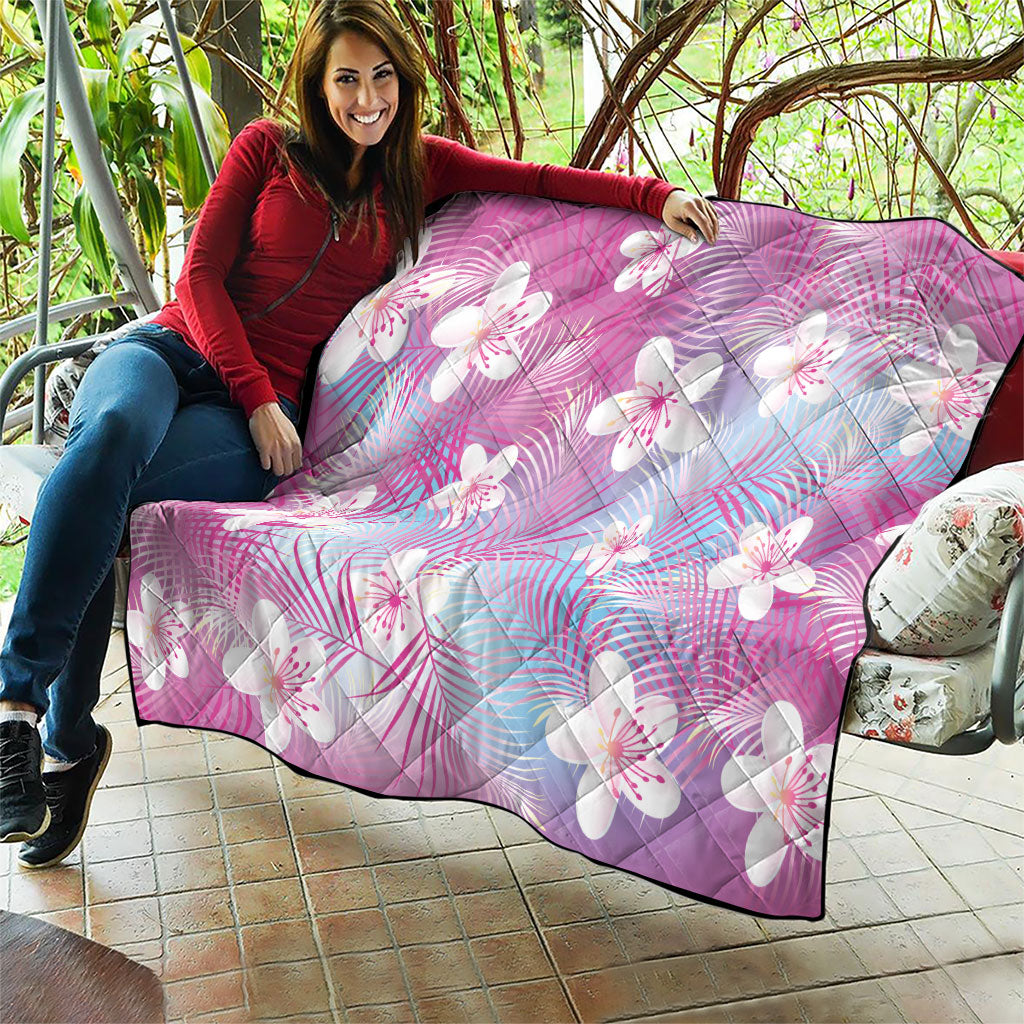 Pink Aloha Hawaiian Quilt Tropical Flower Palm Leaf Pattern LT19 - Polynesian Pride