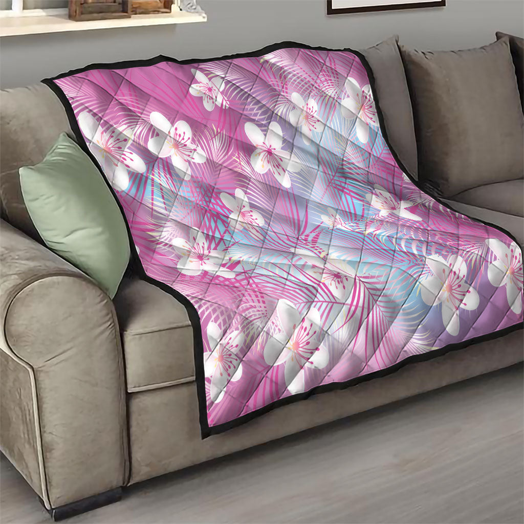 Pink Aloha Hawaiian Quilt Tropical Flower Palm Leaf Pattern LT19 - Polynesian Pride