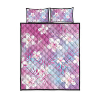 Pink Aloha Hawaiian Quilt Bed Set Tropical Flower Palm Leaf Pattern LT19 - Polynesian Pride