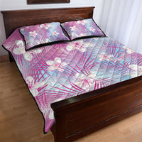 Pink Aloha Hawaiian Quilt Bed Set Tropical Flower Palm Leaf Pattern LT19 - Polynesian Pride