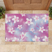 Pink Aloha Hawaiian Rubber Doormat Tropical Flower Palm Leaf Pattern LT19 Pink - Polynesian Pride