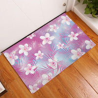 Pink Aloha Hawaiian Rubber Doormat Tropical Flower Palm Leaf Pattern LT19 - Polynesian Pride
