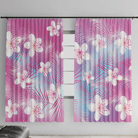 Pink Aloha Hawaiian Window Curtain Tropical Flower Palm Leaf Pattern LT19 With Hooks Pink - Polynesian Pride