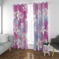 Pink Aloha Hawaiian Window Curtain Tropical Flower Palm Leaf Pattern LT19 With Grommets Pink - Polynesian Pride
