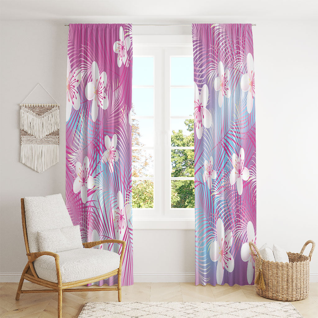 Pink Aloha Hawaiian Window Curtain Tropical Flower Palm Leaf Pattern LT19 - Polynesian Pride