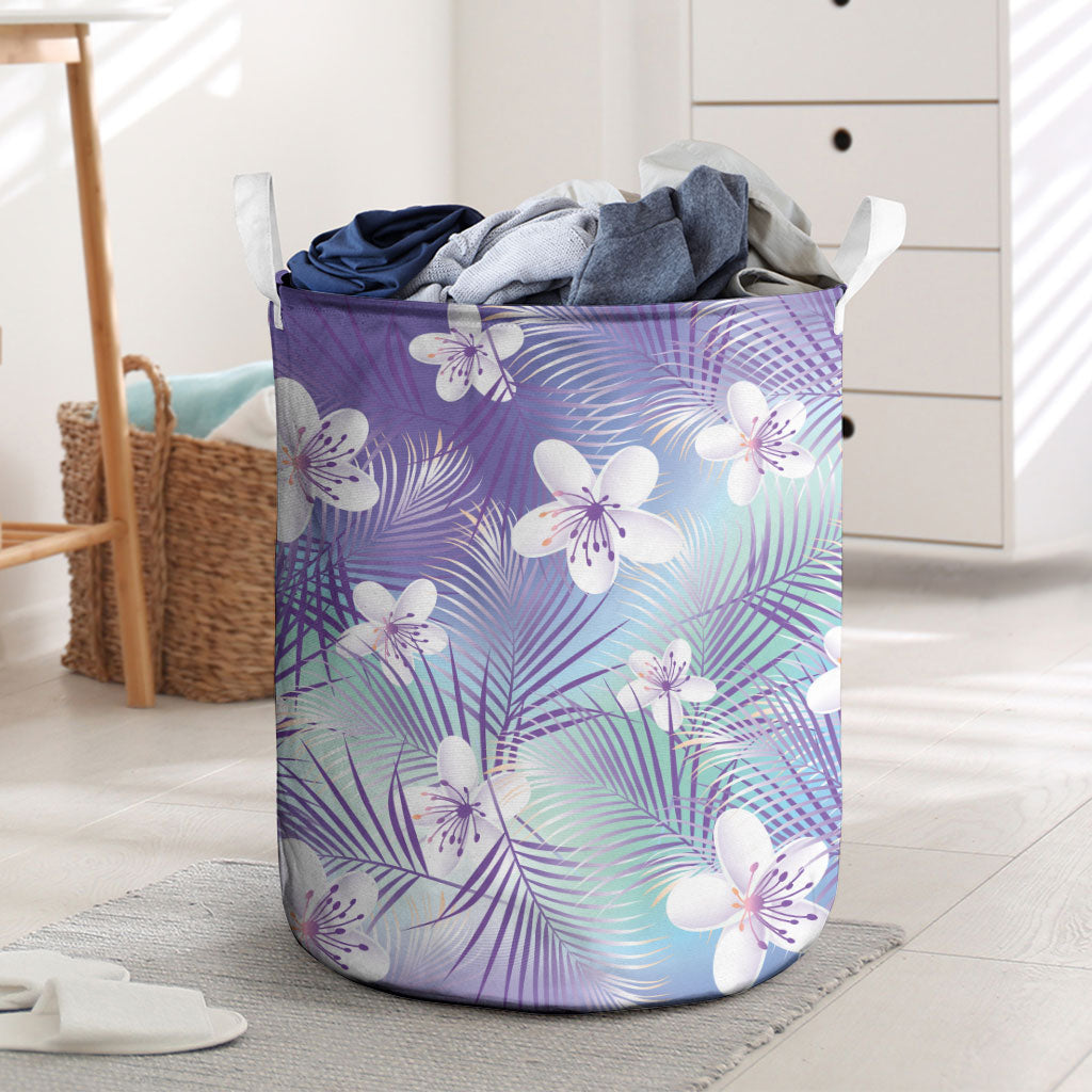 Purple Aloha Hawaiian Laundry Basket Tropical Flower Palm Leaf Pattern LT19 Purple - Polynesian Pride