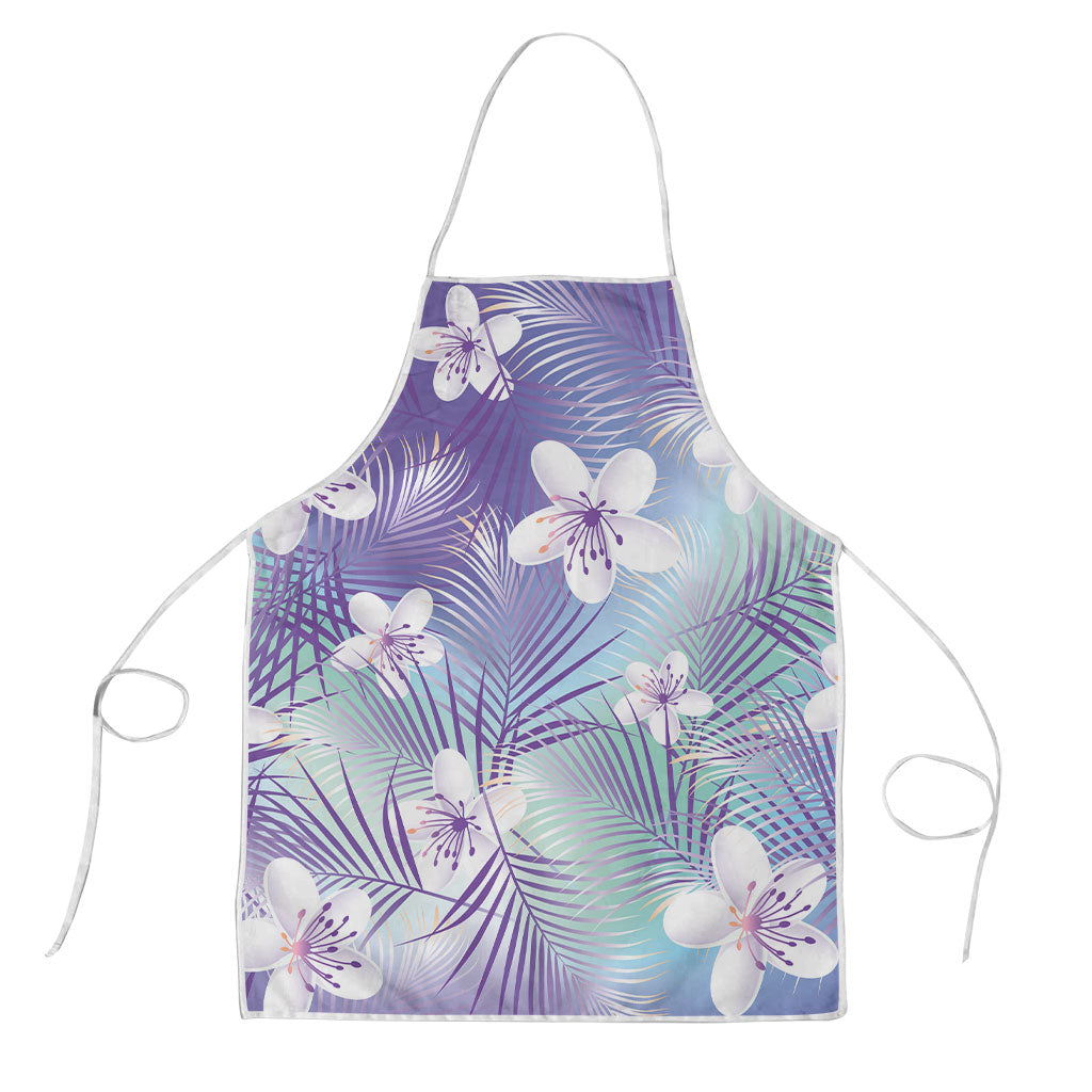 Purple Aloha Hawaiian Apron Tropical Flower Palm Leaf Pattern LT19 Purple - Polynesian Pride